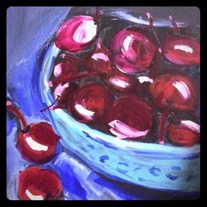 Bowl of Cherries Painting